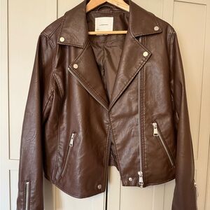 Anthropologie Chocolate Leather Moto Jacket